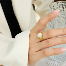 Titanium Steel White Sea Shell Ring Gold Rings