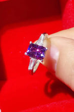 1 Carat Moissanite Platinum-Plated Rectangle Ring in Purple Rings