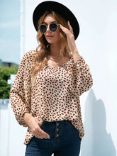 Printed V-Neck Balloon Sleeve Blouse Woman Blouses