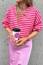 Striped Round Neck Long Sleeve Sweatshirt Woman Sweatshirts