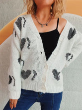 Heart Button Up Long Sleeve Cardigan Woman Outerwear