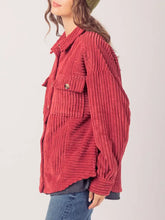 Button Up Long Sleeve Corduroy Jacket Woman Outerwear