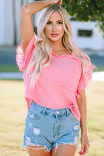 Square Neck Exposed Seams Blouse Woman Blouses