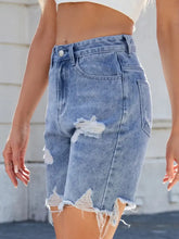 Distressed Raw Hem Denim Shorts Denim Shorts