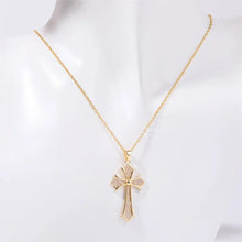 Stainless Steel Inlaid Zircon Cross Necklace Style A One Size Necklaces