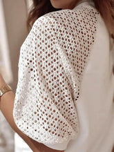 Eyelet Round Neck Half Sleeve T-Shirt Woman T Shirts