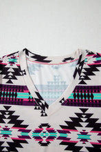 Aztec Print V-Neck Midi Dress Woman Casual Dress