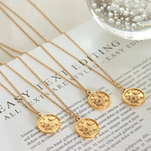 Zircon Titanium Steel Coin Shape Necklace Necklaces