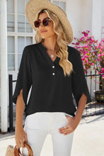 Notched Half Button T-Shirt Woman T Shirts