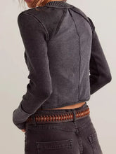 V-Neck Button Up Cropped Cardigan Woman Outerwear