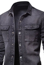 Men's Button Down Chest Pocket Denim Jacket Woman Denim Tops