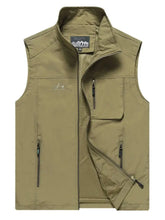 Men's Plus Size Zip Up Vest Khaki Mens Tops