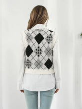 V-Neck Plaid Sweater Vest Woman Outerwear