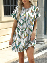 Printed Round Neck Short Sleeve Mini Dress Casual Dresses