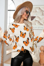 Butterfly Round Neck Long Sleeve Sweater Sweater Pullovers