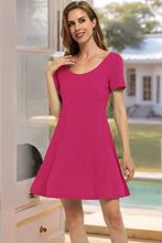 Round Neck Short Sleeve Flared Summer Dress Woman Casual Dress