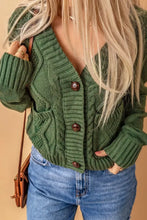 Cable-Knit Button Down V-Neck Cardigan Woman Outerwear