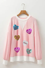 Valentine’s Day Sequin Heart Long Sleeve Sweatshirt Woman Sweatshirts