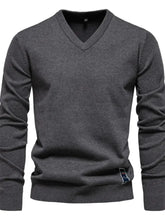 Men's Ribbed Hem V-Neck Long Sleeve Sweater Mens Tops
