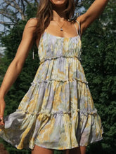 Frill Printed Square Neck Mini Cami Dress Multicolor Casual Dresses