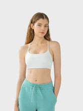 Millennia Crisscross Back Scoop Neck Active Cami with Detachable Chest Pads White Woman Activewear