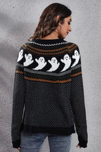 Ghost Pattern Round Neck Long Sleeve Sweater Sweater Pullovers