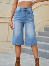 High Waist Denim Shorts with Pockets Medium Denim Shorts