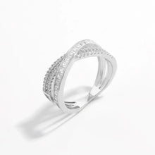 X Shape Inlaid Zircon 925 Sterling Silver Ring Rings