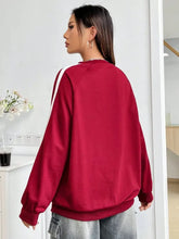 Letter Graphic Round Neck Long Sleeve Sweatshirt Woman Sweatshirts