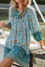 Devine Printed Tie Neck Mini Dress Woman Casual Dress