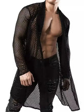 Men's Openwork Open Front Long Sleeve Cover-Up Mens Tops