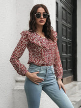 Printed Statement Collar Long Sleeve Blouse Woman Blouses