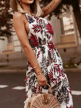 Tropical Floral Halter Neck Summer Dress Woman Casual Dress
