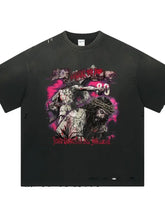 Men's Distressed Detail Round Neck Graphic T-Shirt Mens Tops