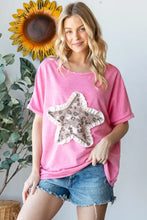 HOPELY Leopard Star Patch Short Sleeve T-Shirt Woman T Shirts