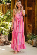 Printed Surplice Maxi Cami Dress Pink Maxi Dresses