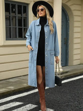 Pocketed Button Down Collared Neck Denim Jacket Woman Outerwear