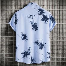 Men's Plus Size Ink Splash Pattern Short Sleeve Casual Shirt Mens Tops