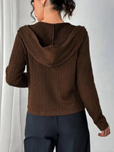 Texture Zip Up Long Sleeve Hooded Outerwear Woman Outerwear