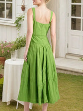 Square Neck Sleeveless Midi Swing Dress Casual Dresses