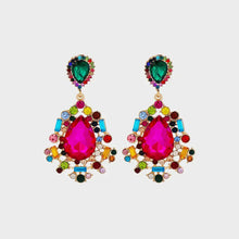 Teardrop Shape Rhinestone Alloy Dangle Earrings Hot Pink One Size Earrings