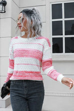 Two-Tone Slit Sweater Pink Sweater Pullovers