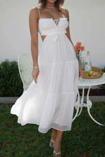 Cutout Square Neck Midi Cami Dress White Casual Dresses