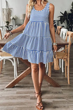 Striped Round Neck Sleeveless Mini Dress Casual Dresses