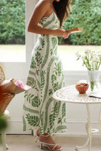 Leaf Print Slit V-Neck Midi Cami Dress Woman Dress