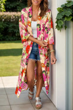 Printed Open Front Cover Up Deep Rose Woman Outerwear