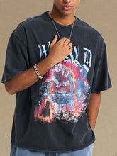 Men's Graphic Round Neck Half Sleeve T-Shirt Black Mens Tops