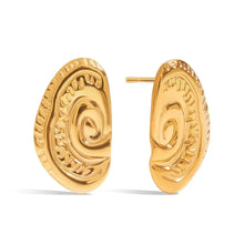 18K Gold-Plated Spiral Gold Stud Earrings Earrings