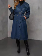 Button Up Long Sleeve Longline Denim Jacket Woman Outerwear