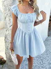 Devine Ruched Puff Sleeve Mini Dress Woman Casual Dress